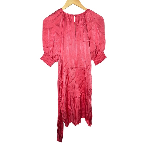 Saylor Zulu Pink Gathered Puff Sleeve Mini Dress Women's Size L Party Cocktail - Picture 5 of 10